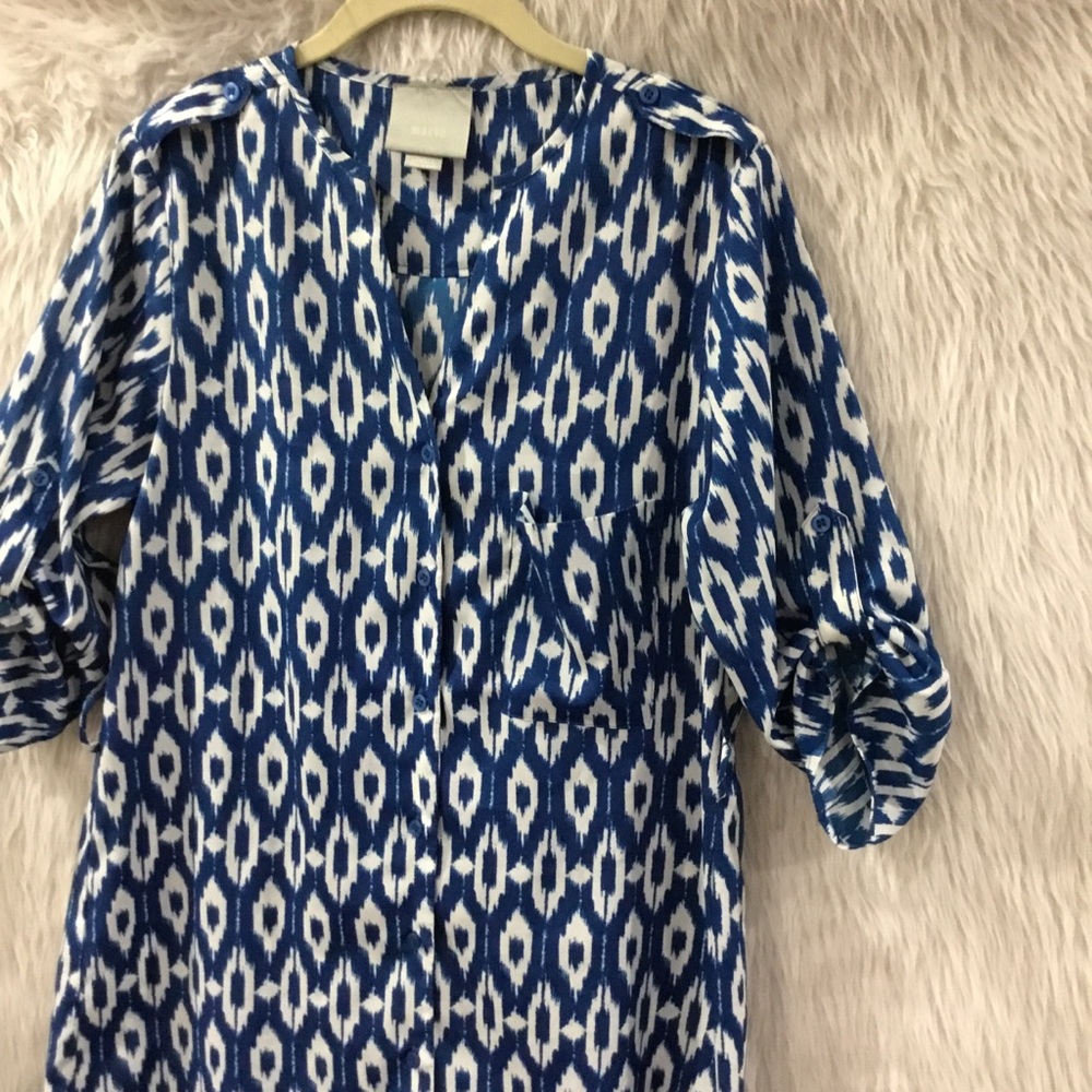Anthropologie Maeve women’s shift blue geometric lightweight summer shir… - Picture 4 of 5